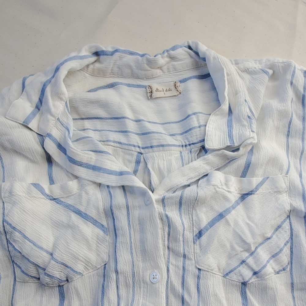 Women's Blue and White Striped Top